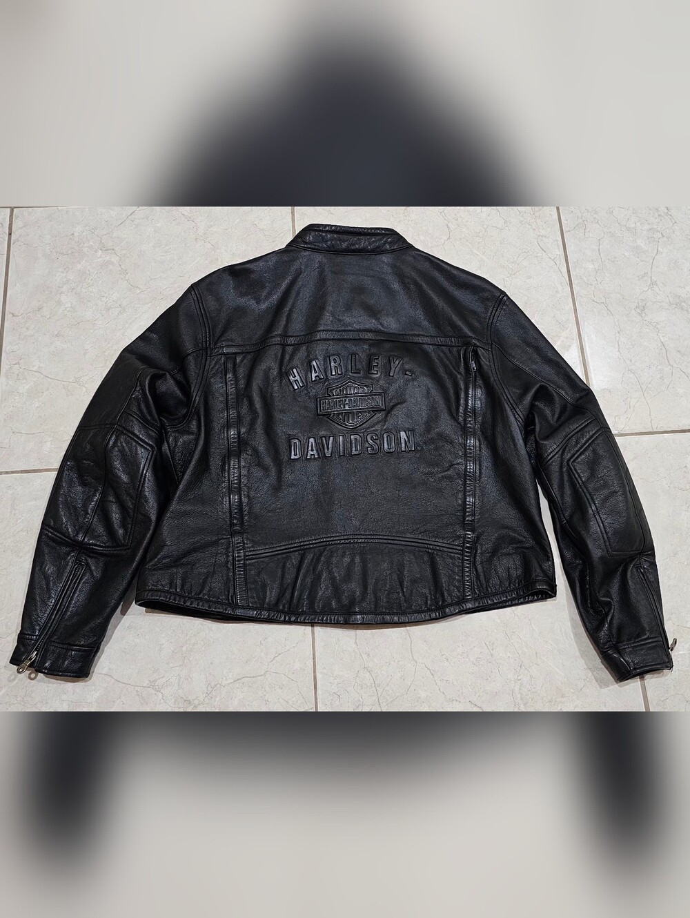Harley-Davidson Womens Black Leather Embossed Back Logo Jacket